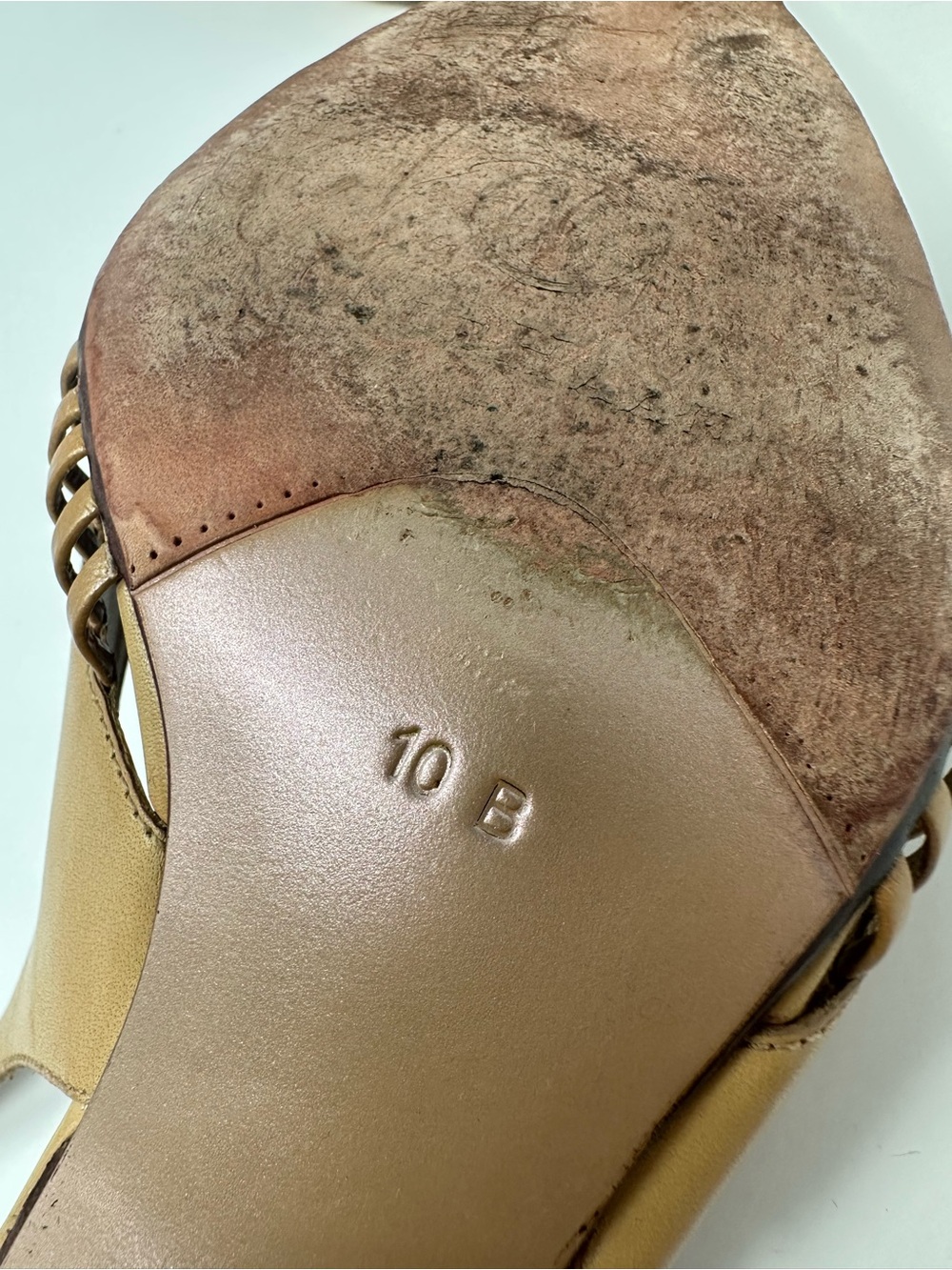 Cole Haan Tan Woven Leather Slingback Pointed Toe Kitten Heels Size 10B Office - Picture 8 of 9